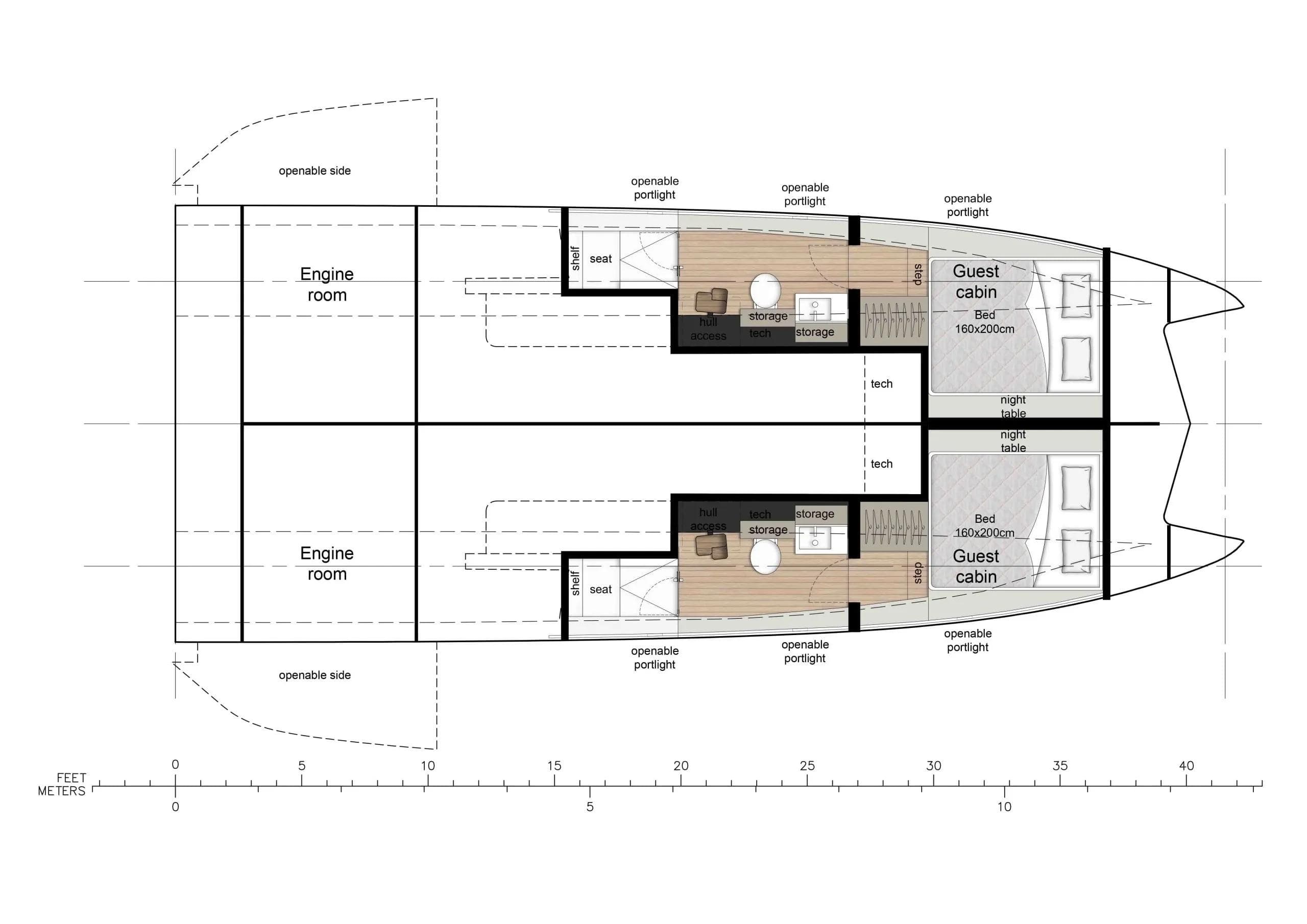 Sunreef Ultima 44 cabine layout